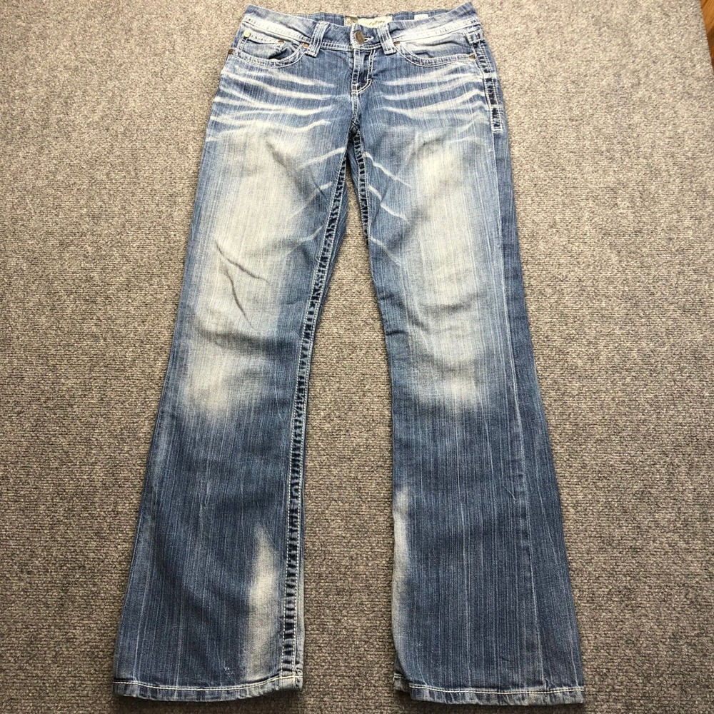 BKE Culture Bootcut Jeans Womens 29L Medium Wash Distressed Mid Rise Denim